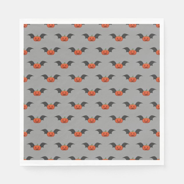 Serviette En Papier Chat Citrouille d'Halloween (Devant)