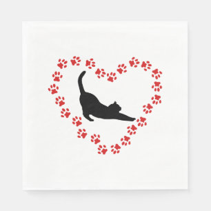 Serviette En Papier Chat & Cœur faits de pattes de chat