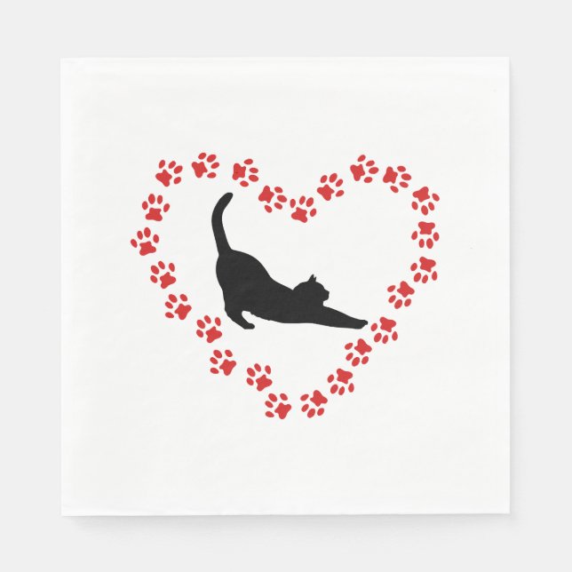 Serviette En Papier Chat & Cœur faits de pattes de chat (Devant)