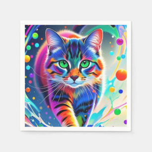 Serviette En Papier Chat coloré, éclaboussure, peinture, classement de