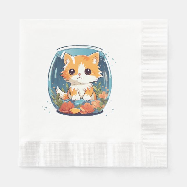Serviette En Papier Chat coupable (Devant)