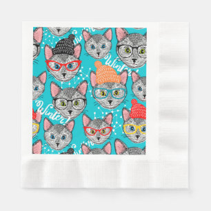 Serviette En Papier Chat dans le casquette