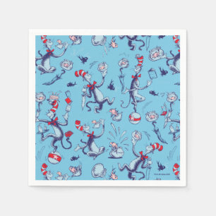 Serviette En Papier Chat Dans Le Casquette Motif bleu