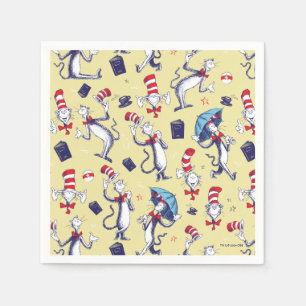 Serviette En Papier Chat dans le Chapeau Motif Jaune