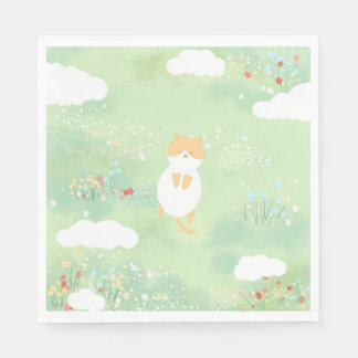 Serviette En Papier chat dans l'herbe