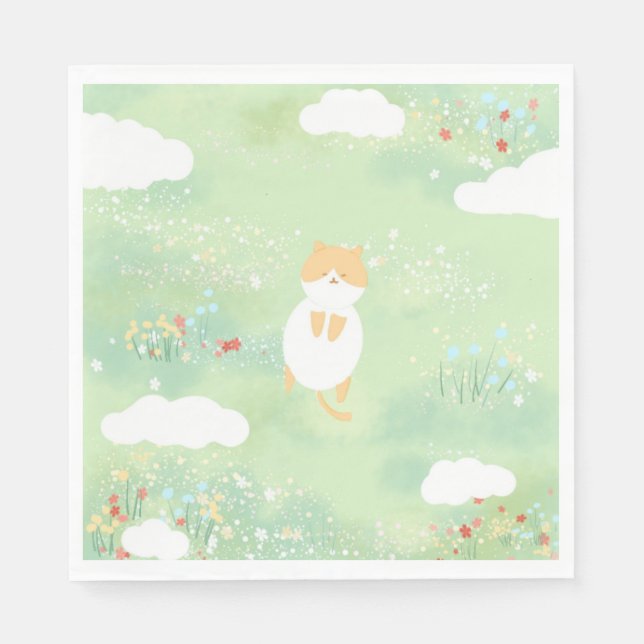 Serviette En Papier chat dans l'herbe (Devant)