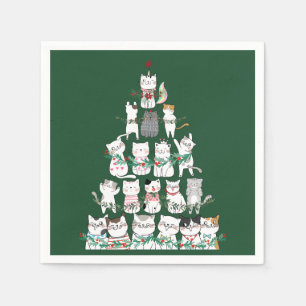 Serviette En Papier Chat de Noël Funny Tree Funny Drôle