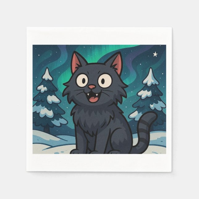 Serviette En Papier Chat de Noël islandais Yule (Devant)