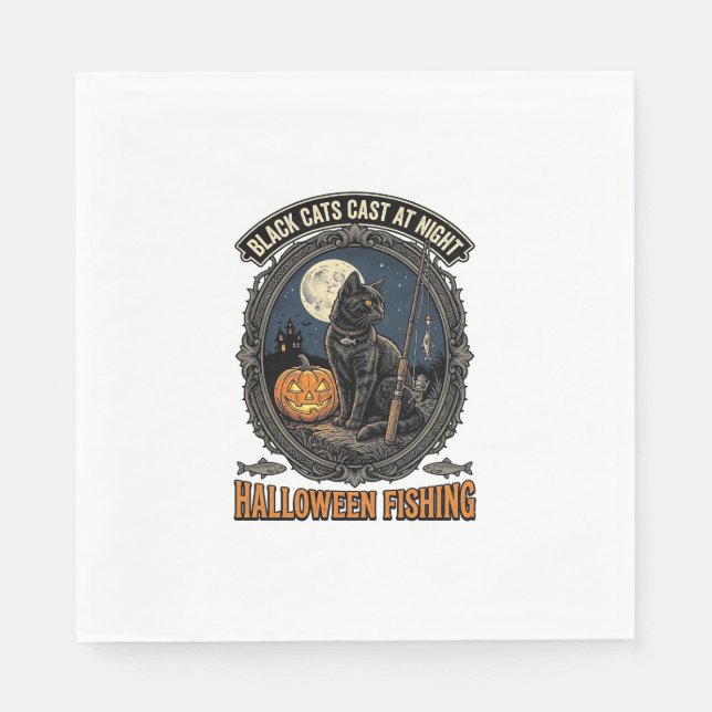 Serviette En Papier Chat de pêche Halloween Design de citrouille vinta (Devant)