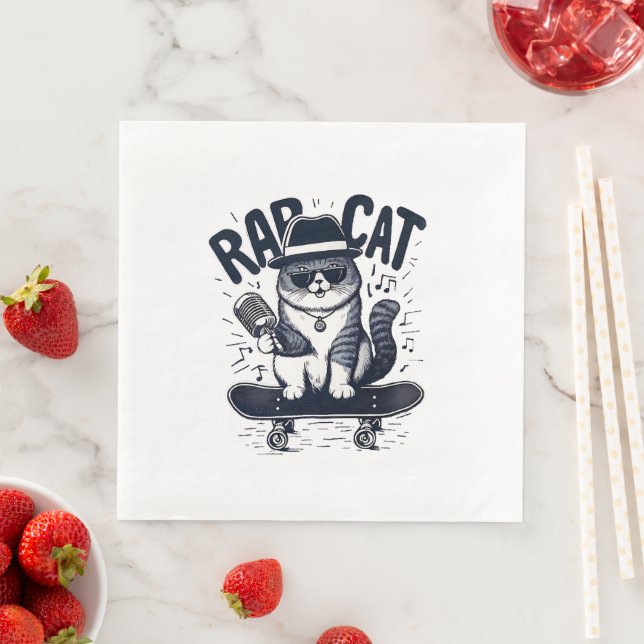 Serviette En Papier Chat de rap Harmonie (En situation)