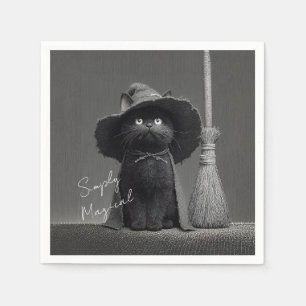 Serviette En Papier Chat de sorcière simplement magique
