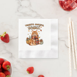Serviette En Papier chat de thanksgiving reconnaissant béni