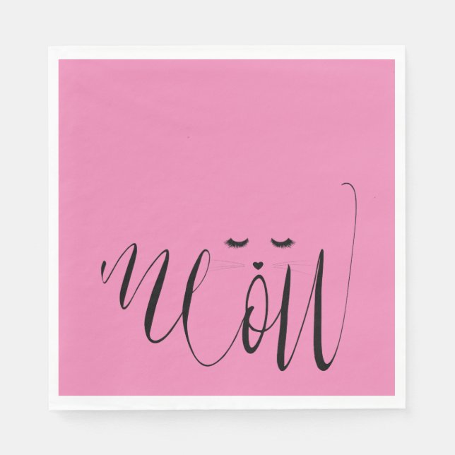 Serviette En Papier Chat de viande rose (Devant)