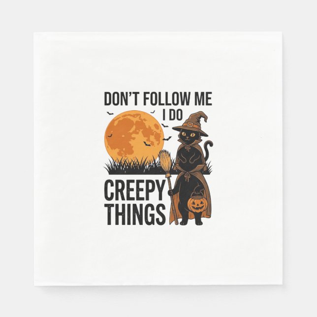 Serviette En Papier Chat d'Halloween Choses Effrayantes Sorcière Drôle (Devant)
