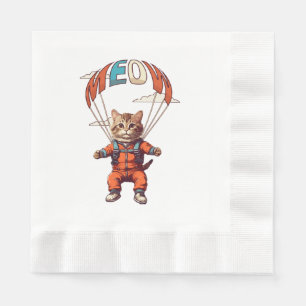 Serviette En Papier Chat drôle de parachutisme