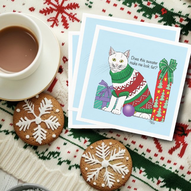 Serviette En Papier Chat drôle moche de Noël (Créateur téléchargé)