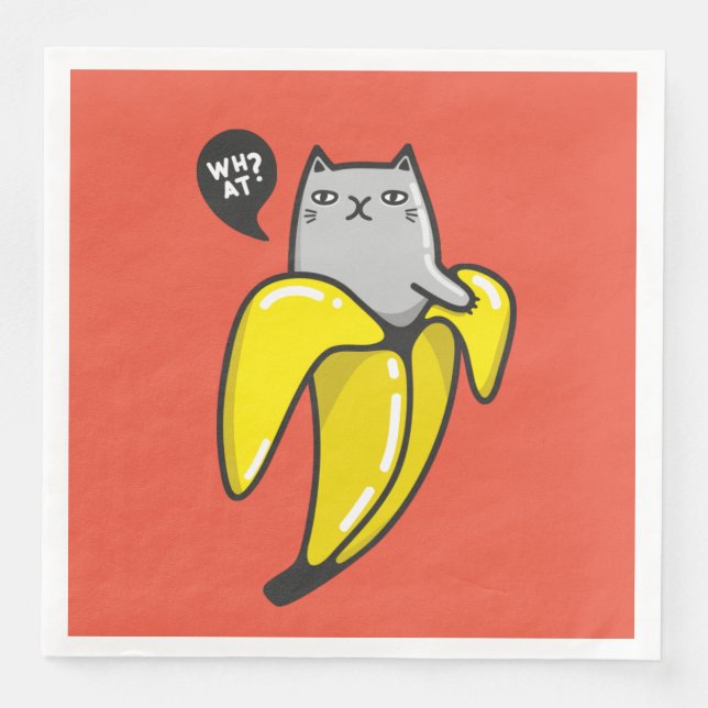 Serviette En Papier Chat en banane (Devant)