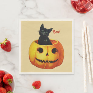 Serviette En Papier Chat en Citrouille Halloween Papier serviettes