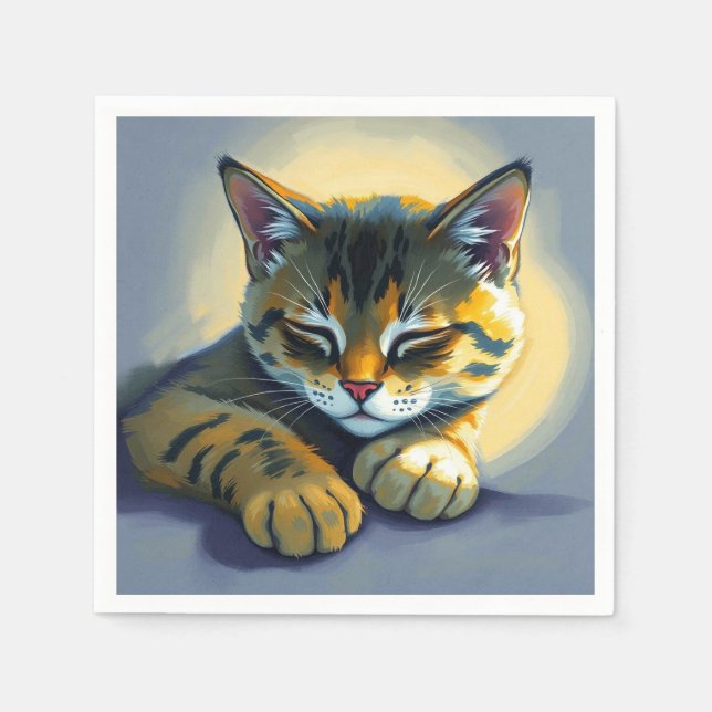 Serviette En Papier Chat endormi (Devant)