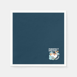 Serviette En Papier Chat Endormi Enlaçant une Étoile – Rêves Parfaits