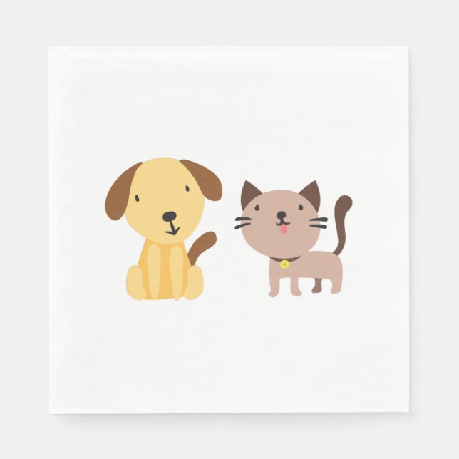 Serviette En Papier Chat et chien   (Devant)