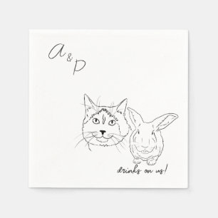 Serviette En Papier Chat et lapin Mariage Cocktail Napkins