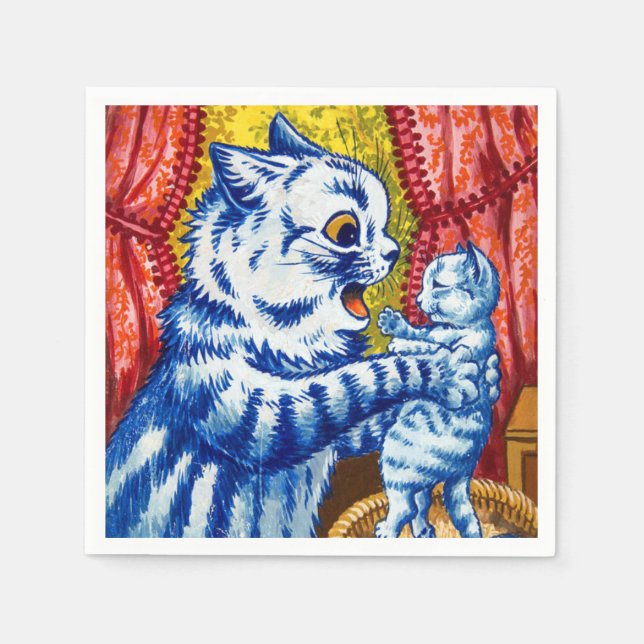 Serviette En Papier Chat et ses chatons (Devant)