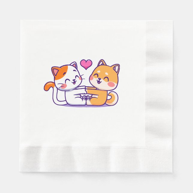 Serviette En Papier Chat et Shiba Inu (Devant)