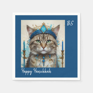 Serviette En Papier Chat Festif dans hanoukka joueuse déguisement