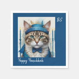 Serviette En Papier Chat Festif dans hanoukka joueuse déguisement
