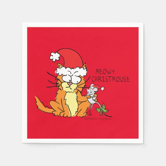 Serviette En Papier Chat Funny Noël Cartographie mignonne souris souri (Devant)
