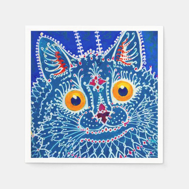Serviette En Papier Chat gothique bleu (Devant)