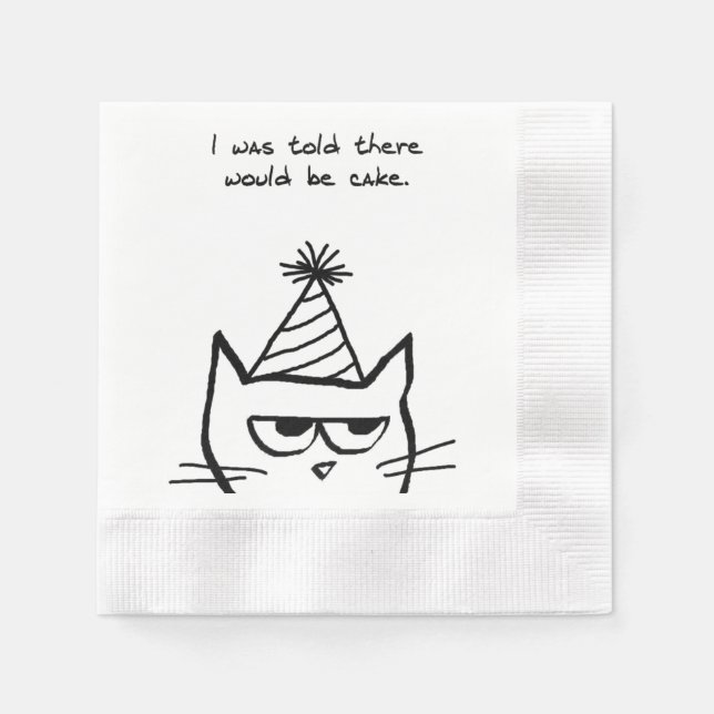 Serviette En Papier Chat Hates Anniversaire - Drôle Cat Party Napkins (Devant)