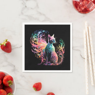 Serviette En Papier Chat Holographique Spectral : Un Prisme d'Élégance
