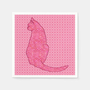Serviette En Papier Chat Japonais - Batik Rose Fuchsia