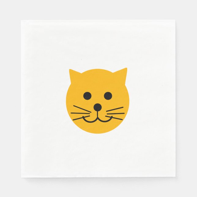 Serviette En Papier Chat jaune mignon (Devant)