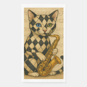 Serviette En Papier Chat Jazz