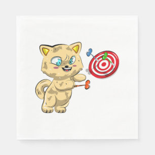 Serviette En Papier Chat Jouant aux Fléchettes