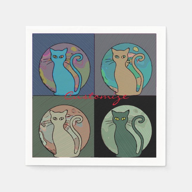 Serviette En Papier Chat Lady Multi Chats assis Thunder_Cove (Devant)