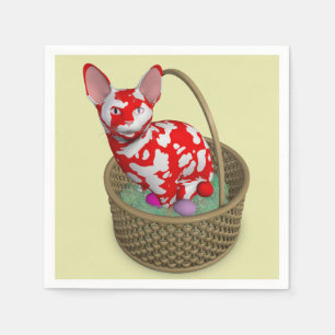 Serviette En Papier Chat lapin de Pâques bizarre