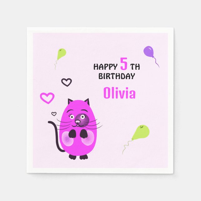 Serviette En Papier Chat lilas mou (Devant)