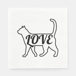 Serviette En Papier Chat Love
