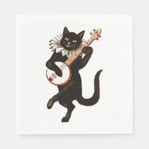 Serviette En Papier Chat mignon jouant de la guitare  Chemises musical