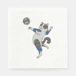 Serviette En Papier Chat mignon Jouer Volleyball Propriétaire d'animal