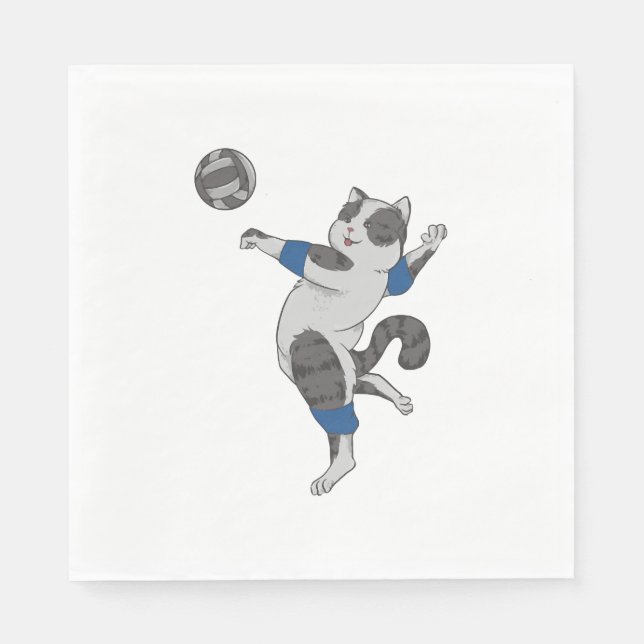 Serviette En Papier Chat mignon Jouer Volleyball Propriétaire d'animal (Devant)