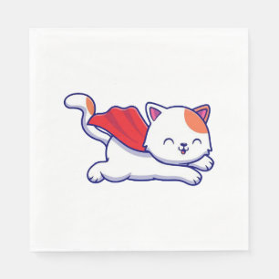 Serviette En Papier Chat mignon super héros volant
