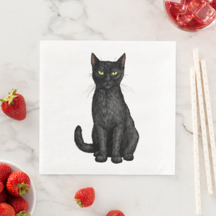 Serviette En Papier chat noir
