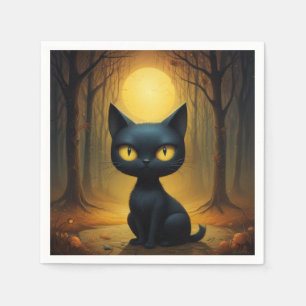 Serviette En Papier chat noir