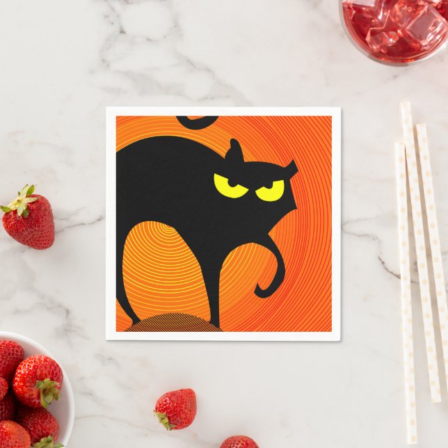 Serviette En Papier Chat noir (En situation)