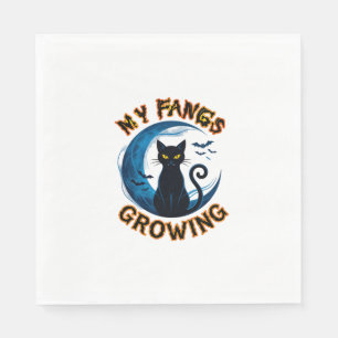Serviette En Papier Chat noir de la lune bleue d'Halloween aux crocs g